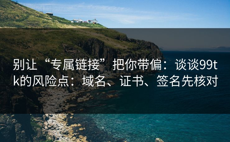 别让“专属链接”把你带偏：谈谈99tk的风险点：域名、证书、签名先核对
