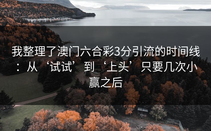 我整理了澳门六合彩3分引流的时间线：从‘试试’到‘上头’只要几次小赢之后